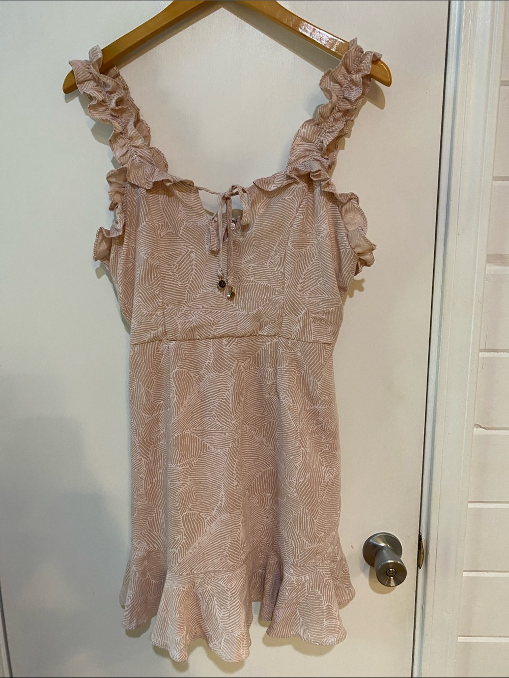 Ruffle-Strap Mini Dress in Dusty Blush